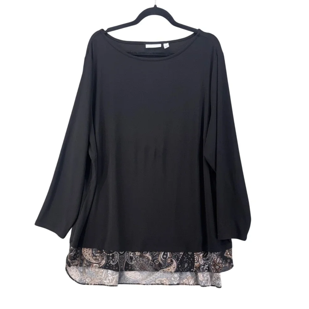 Susan Graver Womans Tunic Top Size 3X Liquid Knit Simple Basic Coastal Artsy
